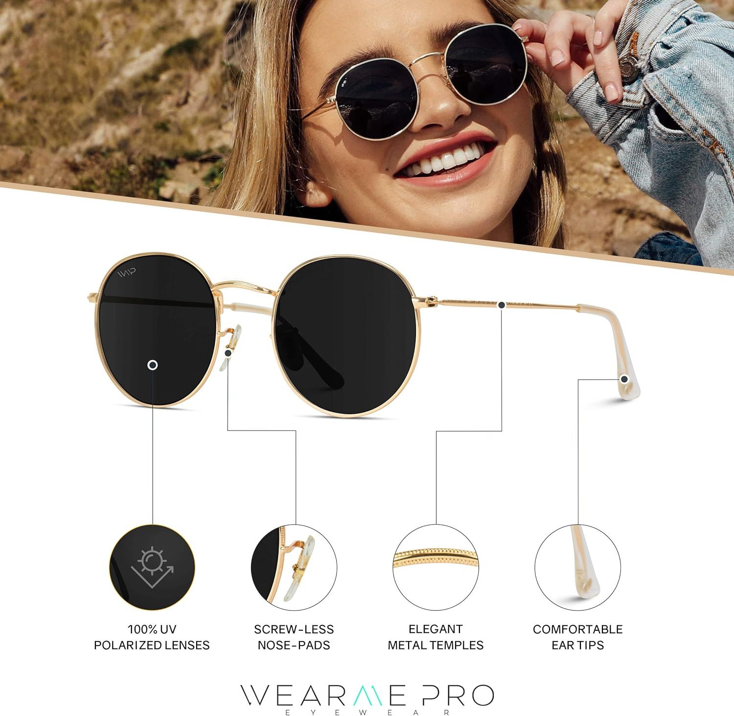 WearMe Pro - Reflective Lens Round Trendy Sunglasses | Amazon (US)