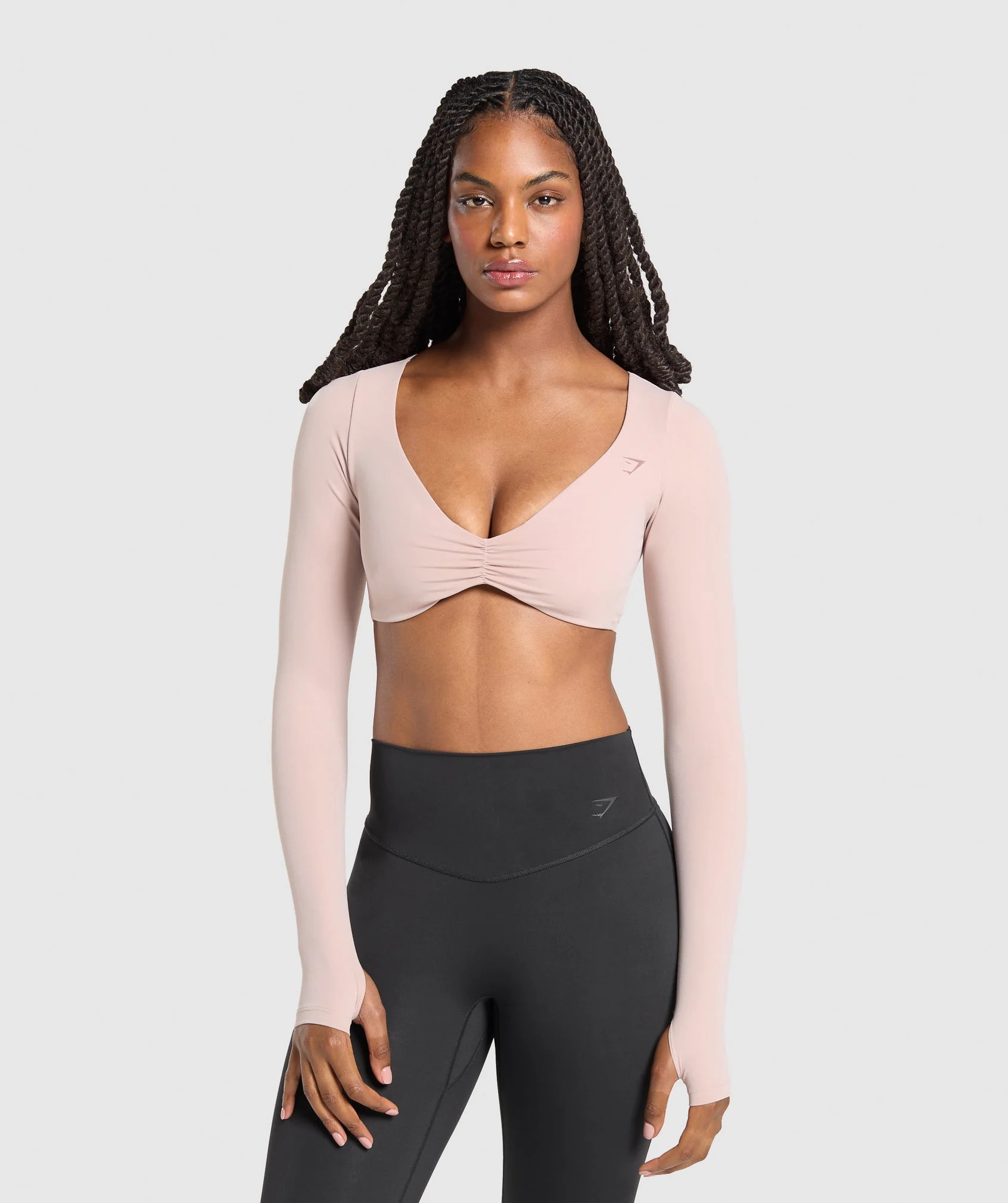 Gymshark Ruched Long Sleeve Top - Muted Pink | Gymshark UK