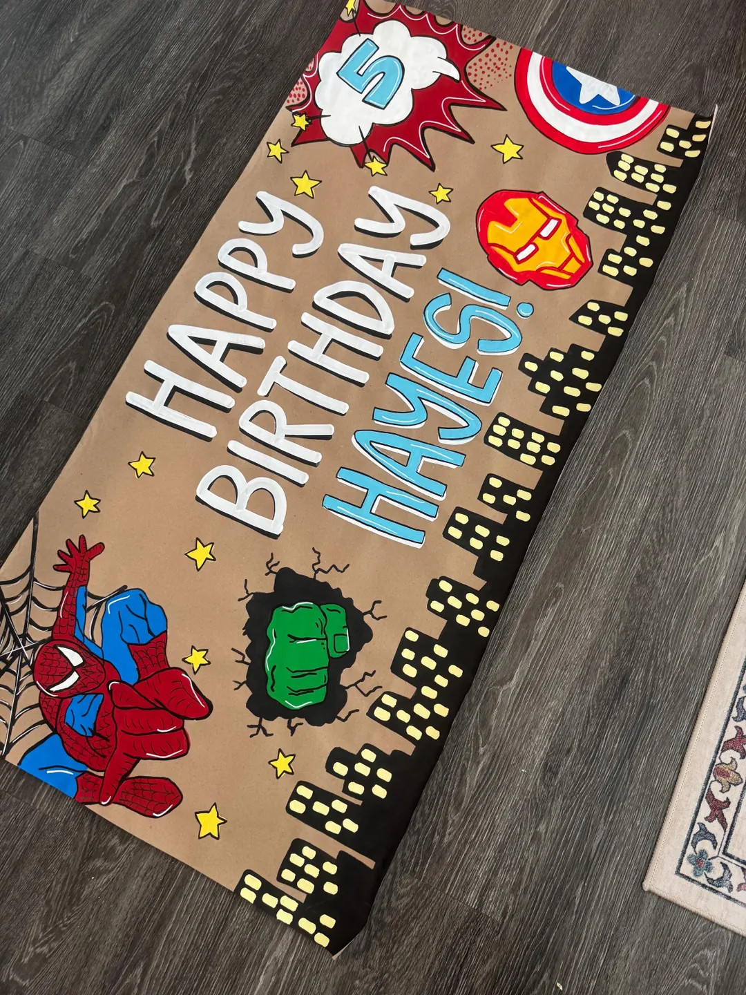 Custom Hand-Painted Birthday Party Banner Superhero Party Sign | Etsy (US)