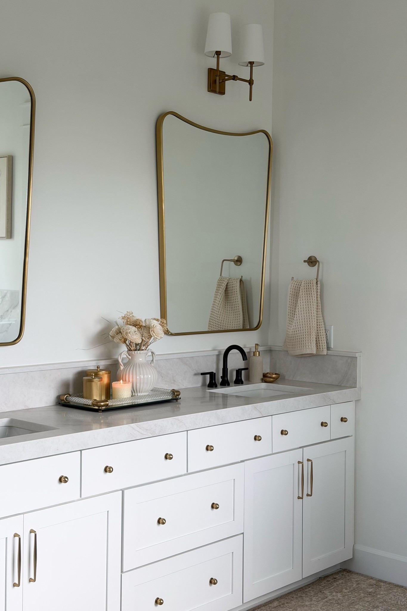 Obsessed with our bathroom renovation!

Home, home decor, home finds, home accents, bathroom, bathroom vanity, bathroom revamp, bathroom vanity, styling ideas, gold mirror

#LTKdayinmylife #LTKHome #LTKSeasonal