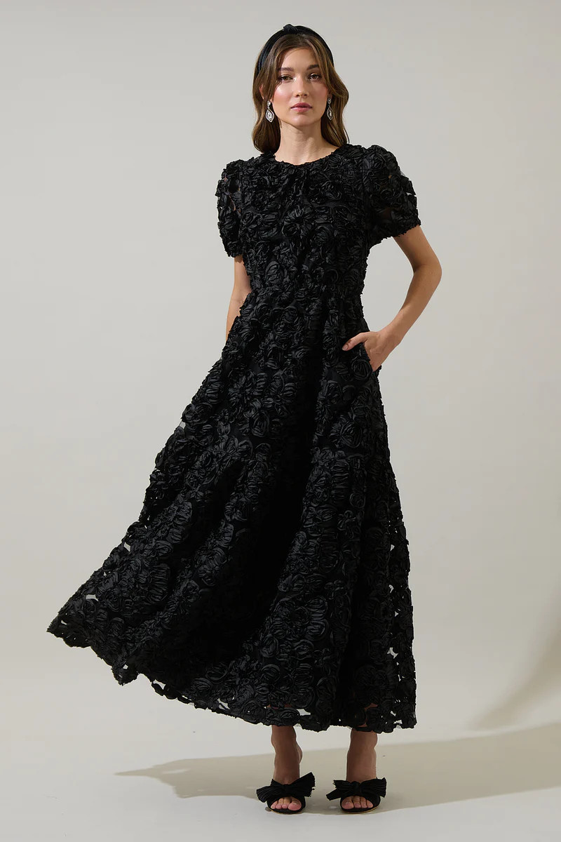 Eirene Rosette Becca Tiered Maxi Dress | Sugarlips