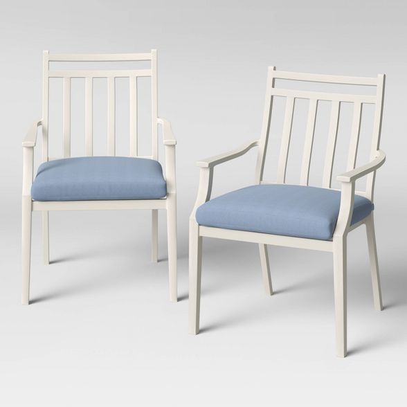 Fairmont 2pk Stationary Patio Dining Chairs - White/Chambray - Threshold™ | Target