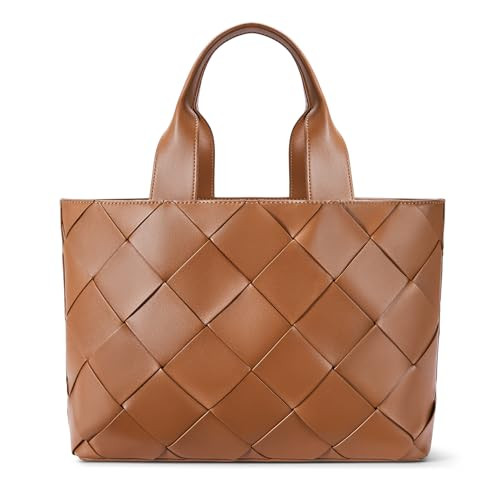BOSTANTEN Woven Tote Bag for Women Large Summer Handbag Vegan Leather Purse Brown | Amazon (US)