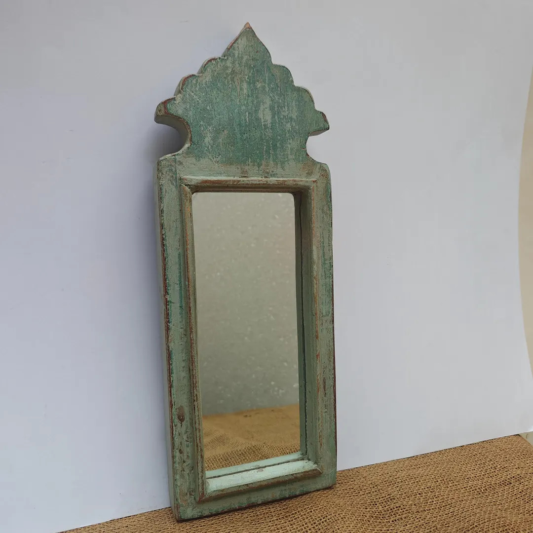 Vintage Wooden Wall Mirror, Distressed Moroccan Style Frame - Etsy | Etsy (Global)