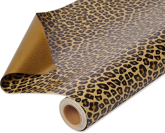 American Greetings Reversible Wrapping Paper Jumbo Roll, Leopard and Gold (1 Roll, 175 sq. ft.) | Amazon (US)