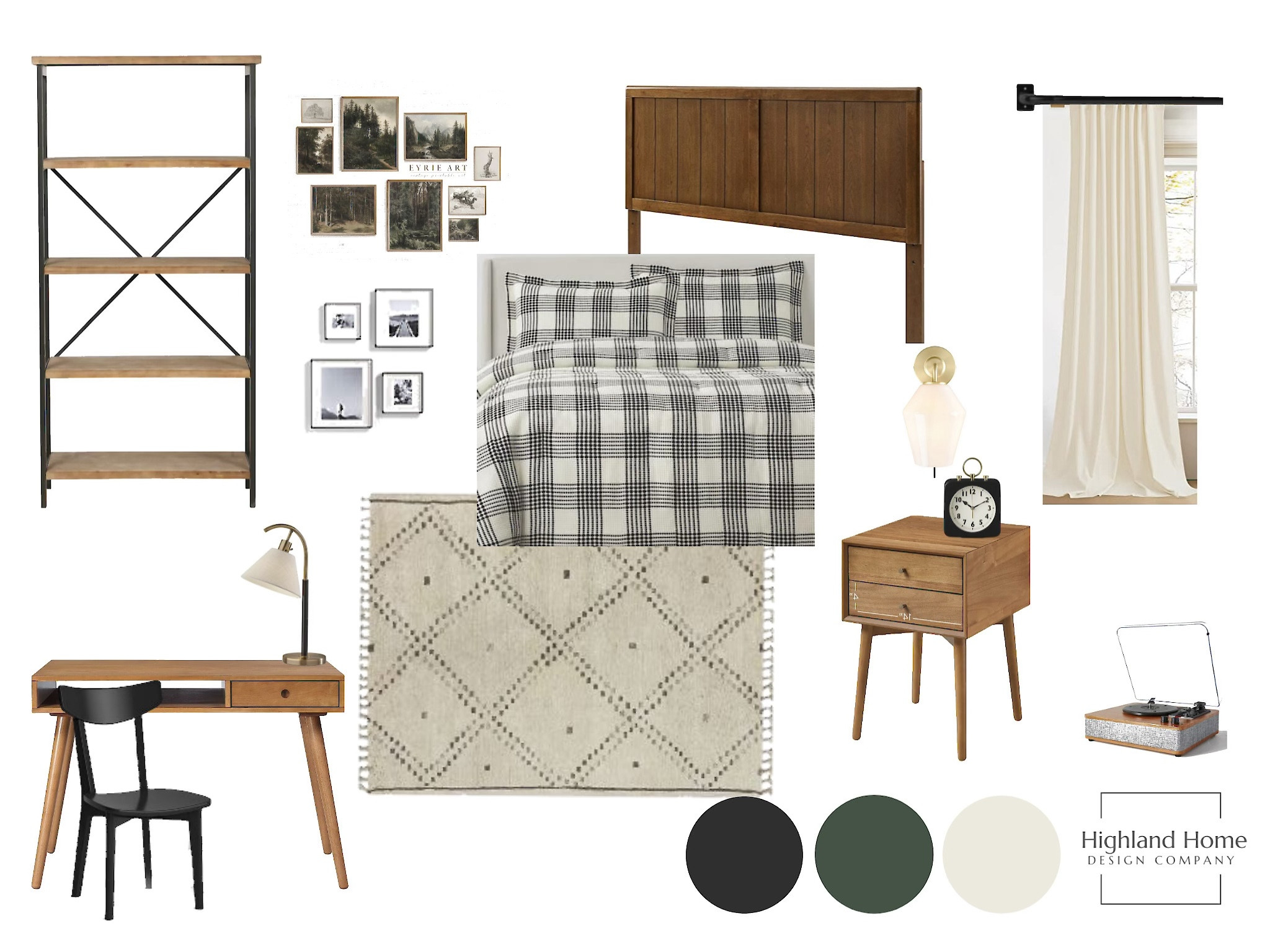 Capture this woodlands midcentury bedroom look for your space. Complete with moody green walls, cream velvet curtains and solid wood furniture pieces. 

#LTKfamily #LTKhome #LTKkids