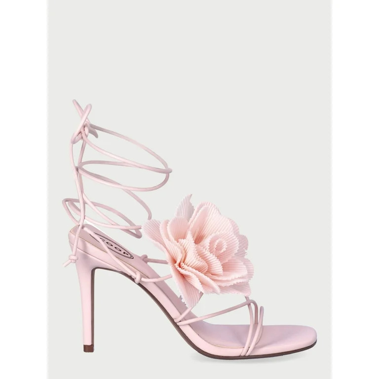 Scoop Women’s Lace Up Stiletto Heel Sandals with Flower | Walmart (US)