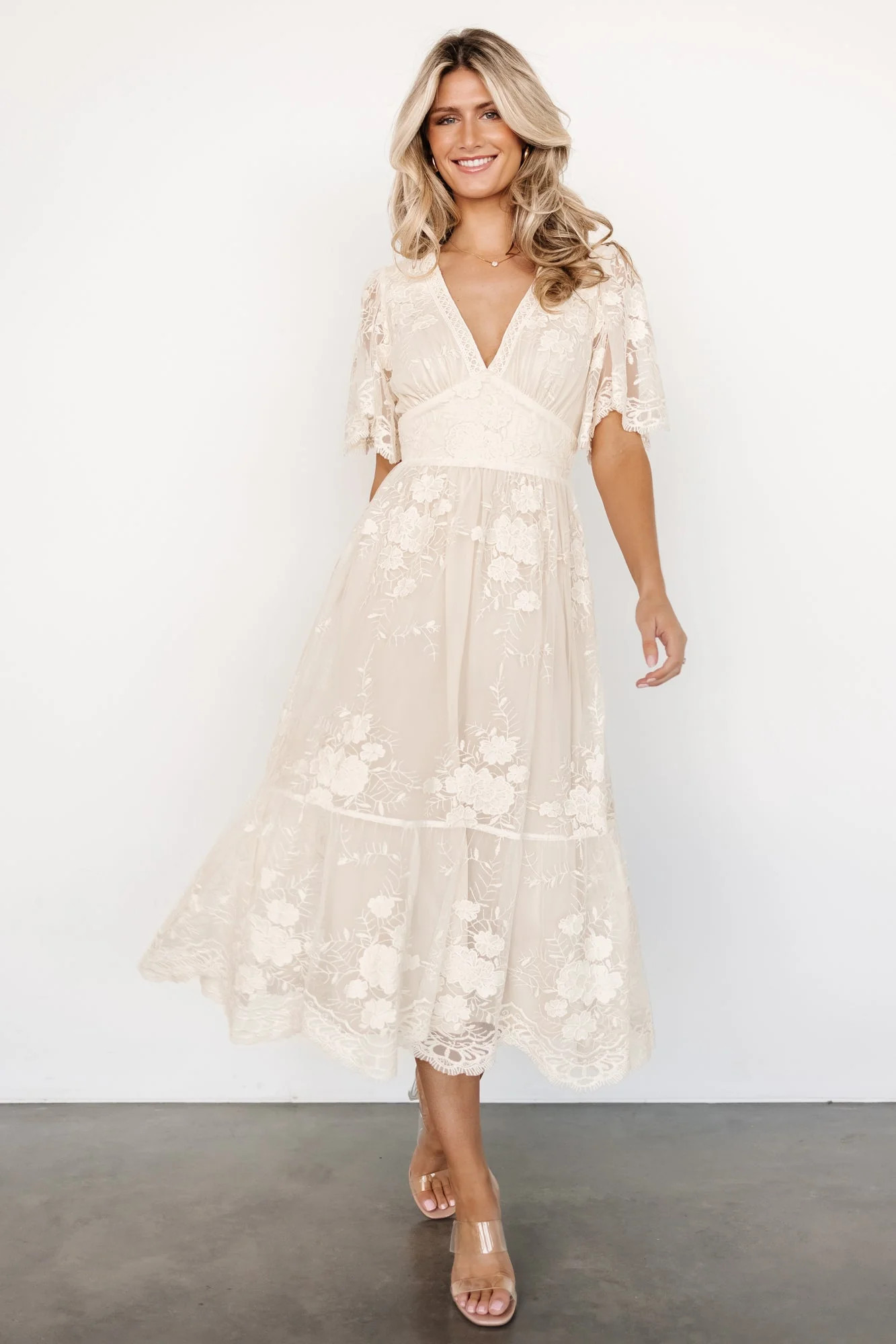 Clarisa Lace Midi Dress | Vintage Cream | Baltic Born