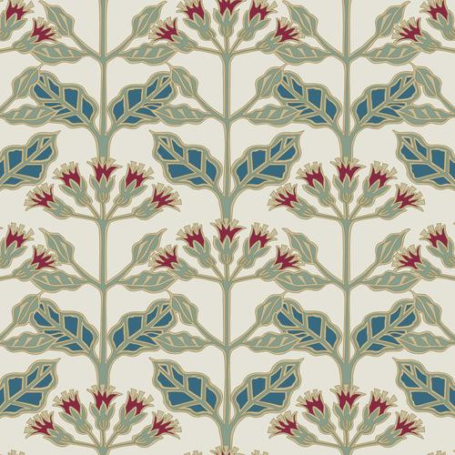 Ronald Redding Designs Tracery Blooms Cream/Multi Wallpaper | DecoratorsBest | DecoratorsBest