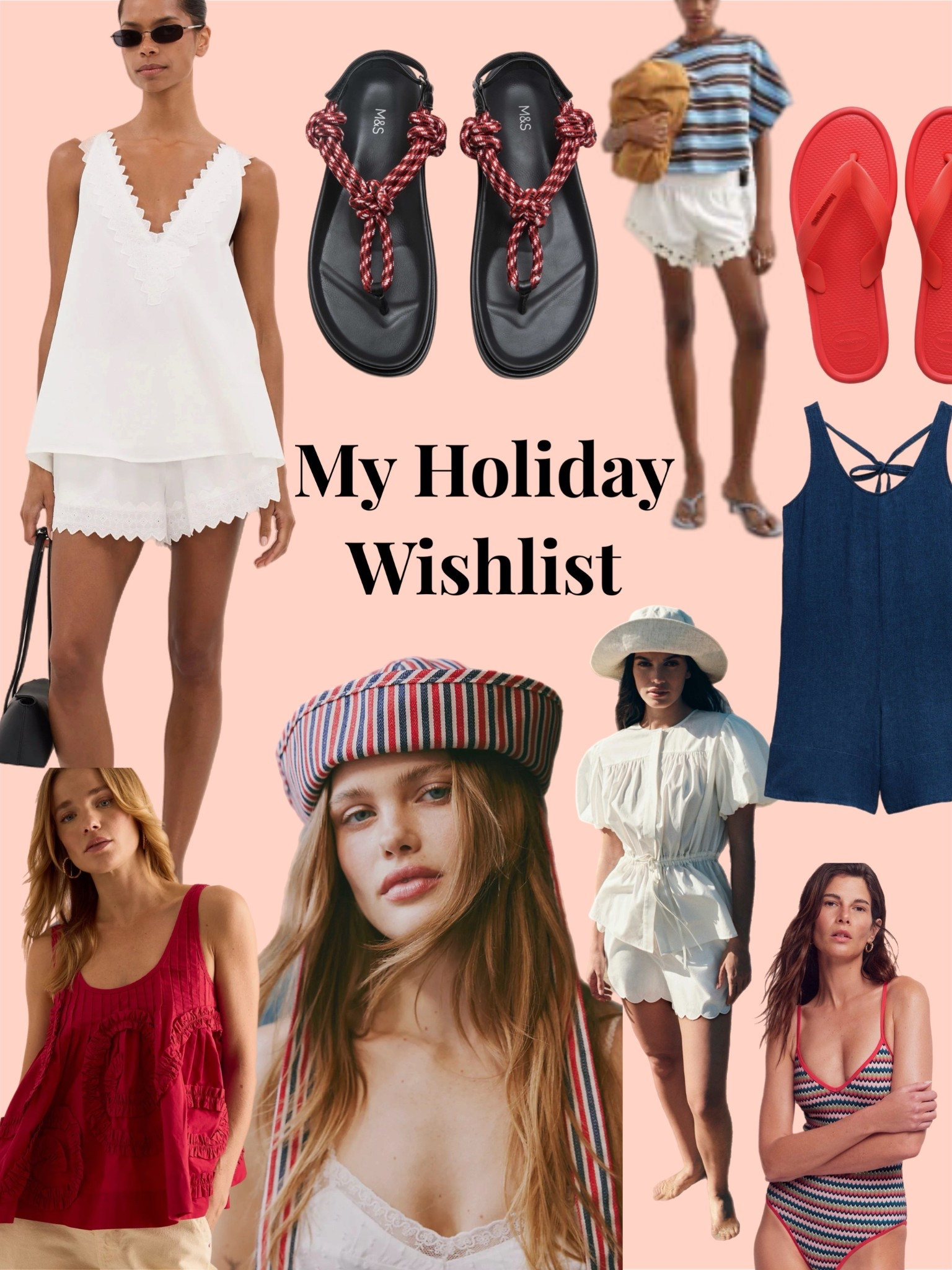 Holiday Wishlist
Lace shorts
Rope sandals
Sailor hat 

#LTKeurope #LTKsummer #LTKuk