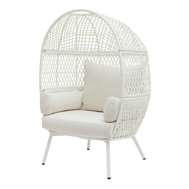 Better Homes & Gardens Ventura Steel Stationary Wicker Egg Chair – Cream | Walmart (US)