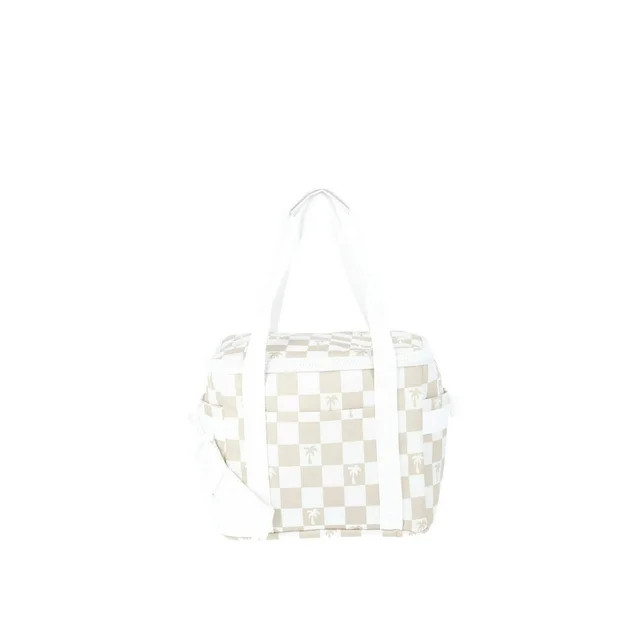 No Boundaries Beach Mini Cooler Tote Bag, Natural Palm Check, Women's | Walmart (US)