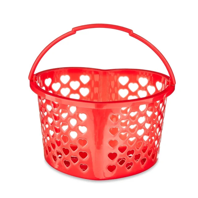 Valentine's Day Heart-Shaped Red Plastic Basket by Way To Celebrate - Walmart.com | Walmart (US)
