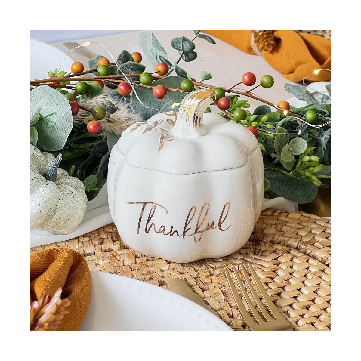 Kate Aspen Thankful White Pumpkin Decorative Bowl | 23272NA | Target