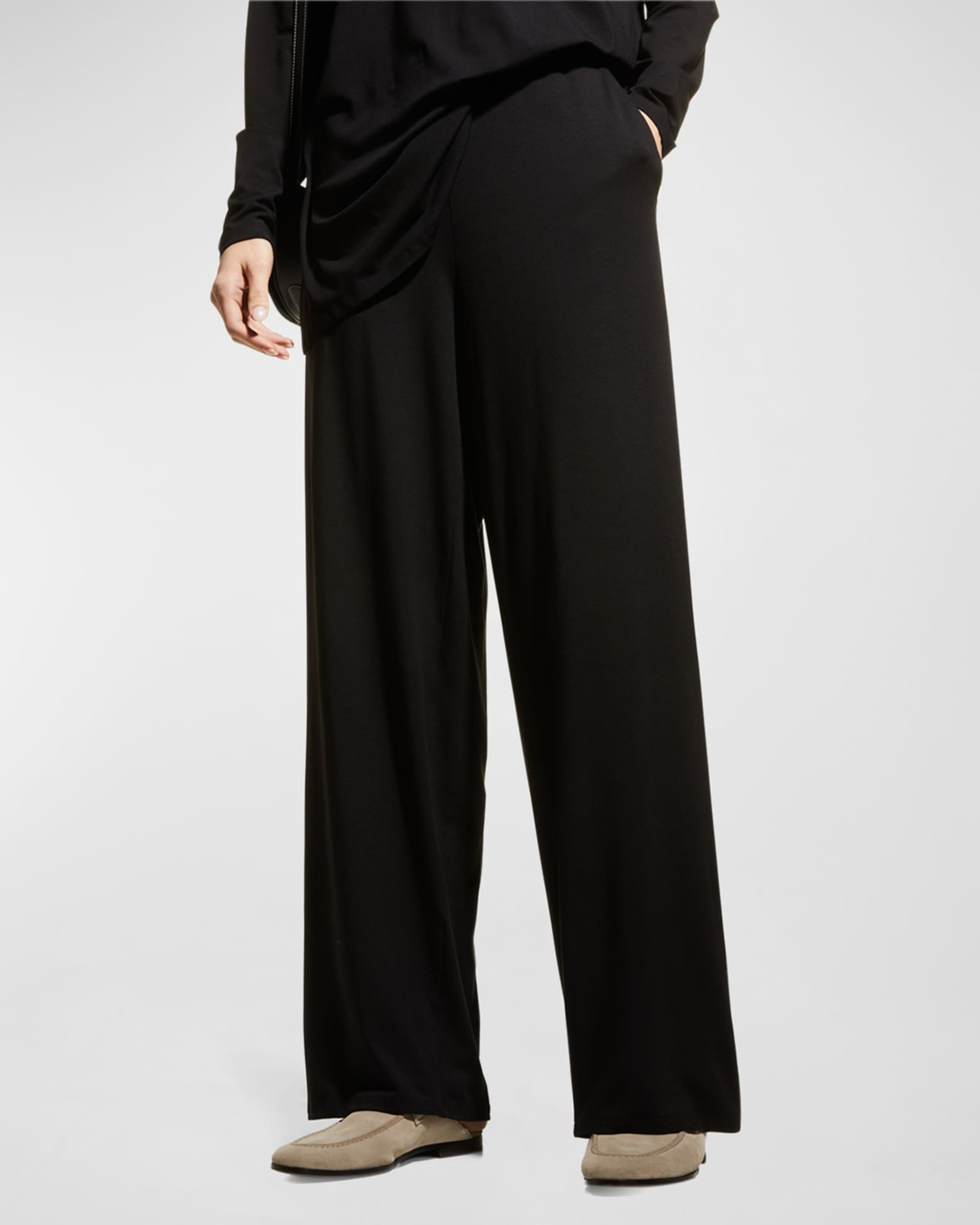 Eileen Fisher Straight-Leg Jersey Knit Pants | Neiman Marcus