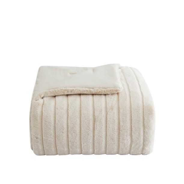 Ko-ze Cascade Carved Faux Fur Comforter Set, Birch, Full/Queen, with Matching Shams - Walmart.com | Walmart (US)