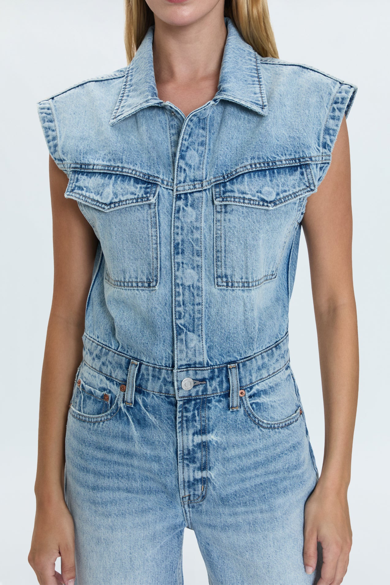 Ace Sleeveless Barrel Leg Jumpsuit - Rally | Pistola Denim