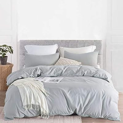 Full/Queen JOHNPEY Grey Microfiber Duvet Cover Sets(1 Duvet Cover, 2 Pillowshams) | Amazon (US)