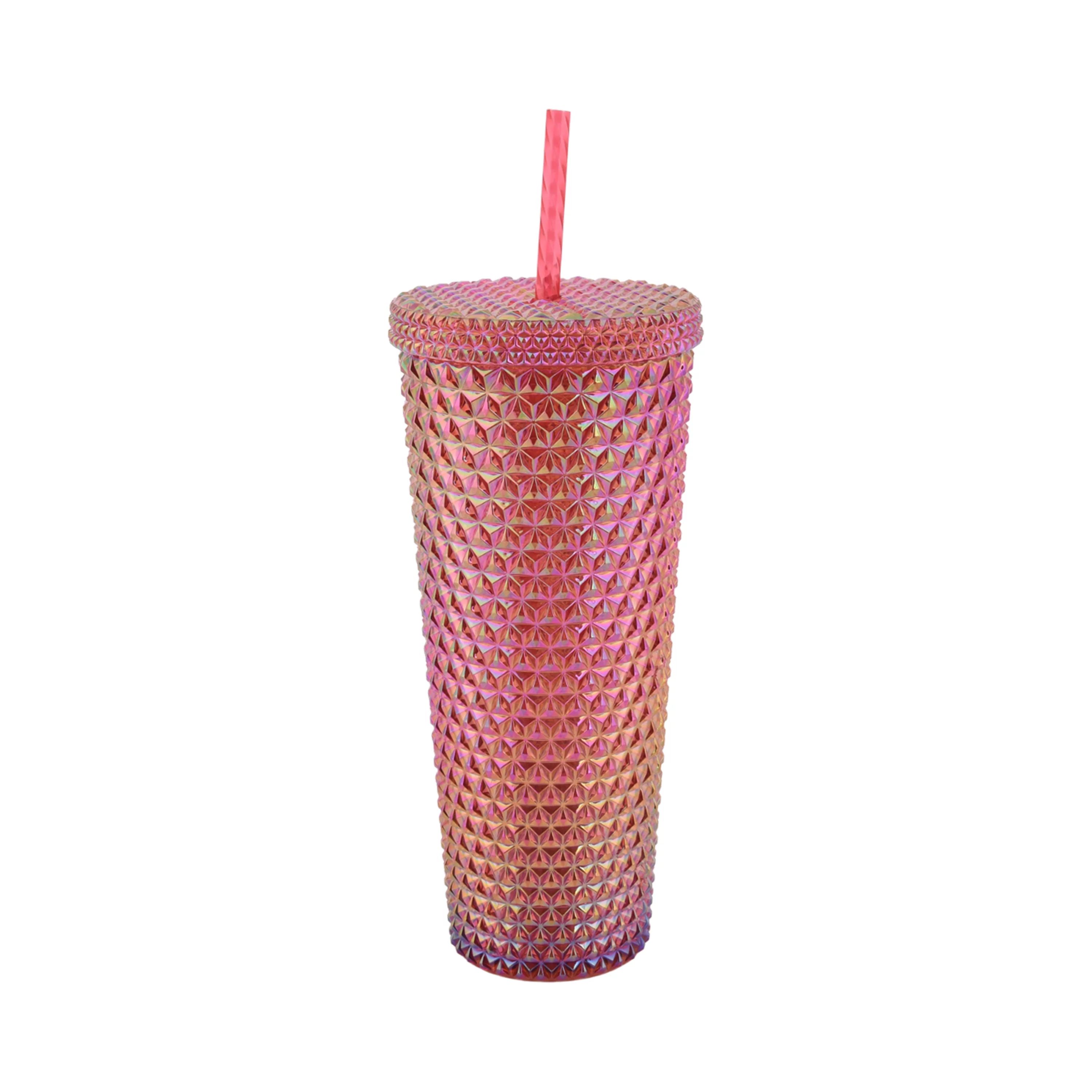 Holiday Time 26 Ounce Plastic Iridescent Double Wall Tumbler, Pink | Walmart (US)