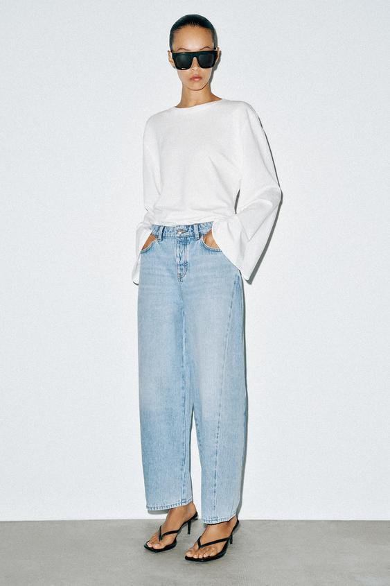Zara - Z1975 High-Rise Barrel Jeans - White - 32 (Us 14) - Woman | Zara US