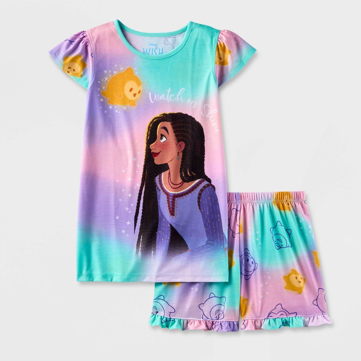 Girls' Disney Wish 2pc Short Sleeve Top and Shorts Pajama Set | Target