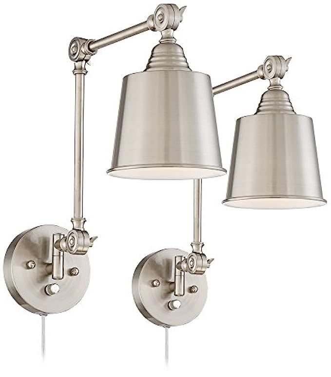 Set of 2 Mendes Brushed Steel Plug-In Wall Lamps | Amazon (US)