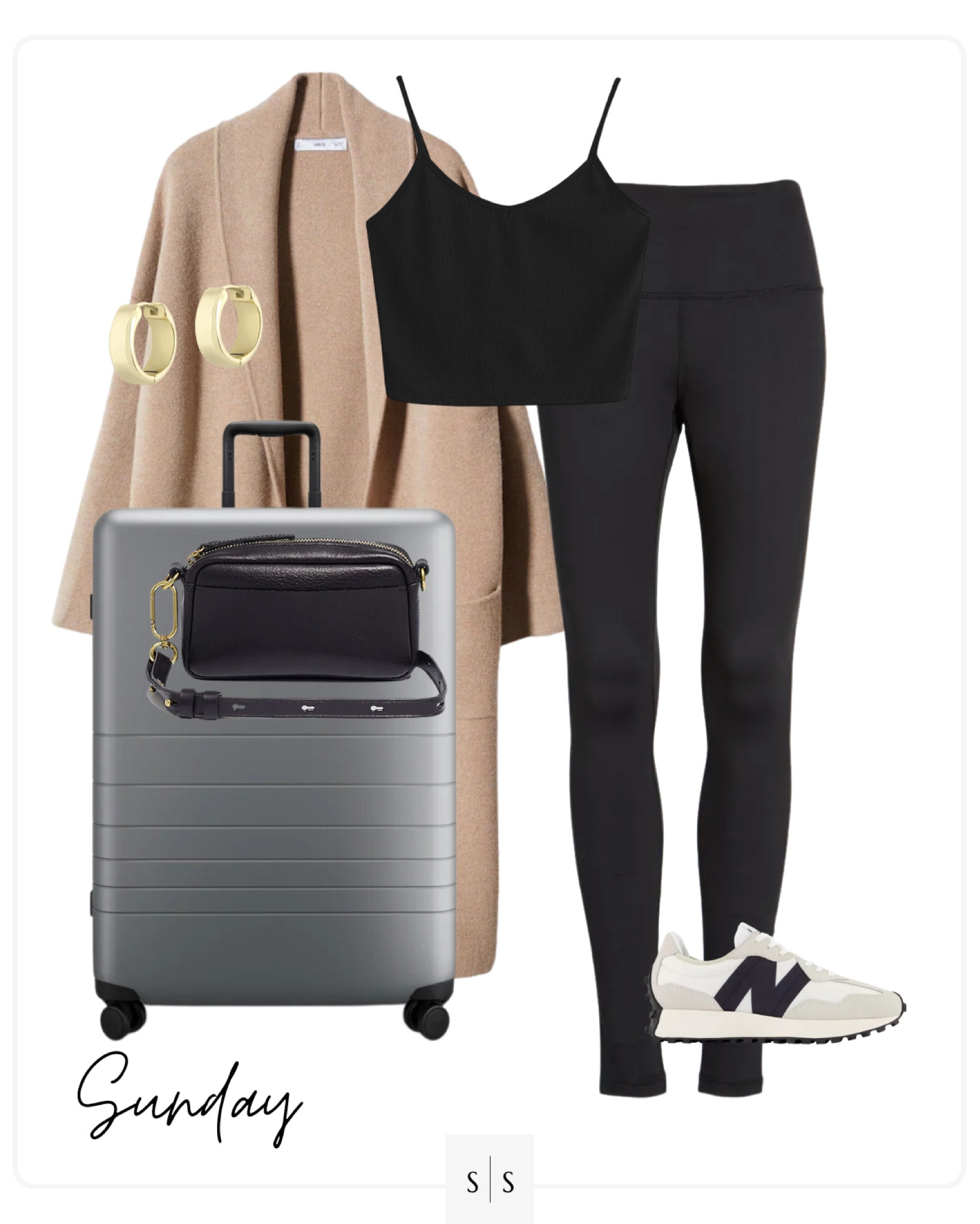Style Guide of the Week | ribbed tank, leggings, cardigan coat, crossbody bag, suitcase, gold hoop huggies, sneaker

Outfit ideas, Spring outfits, Summer outfits, vacation inspired, travel, airport, resort wear. See all details on thesarahstories.com ✨

#LTKFind #LTKtravel #LTKstyletip
