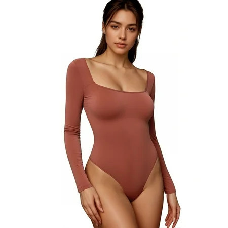 Unique Bargains Bodysuit Slim Fit Brief Leotard XL Brown | Walmart (US)