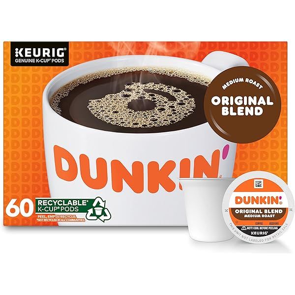 Dunkin' Decaf Medium Roast Coffee, 60 Keurig K-Cup Pods | Amazon (US)