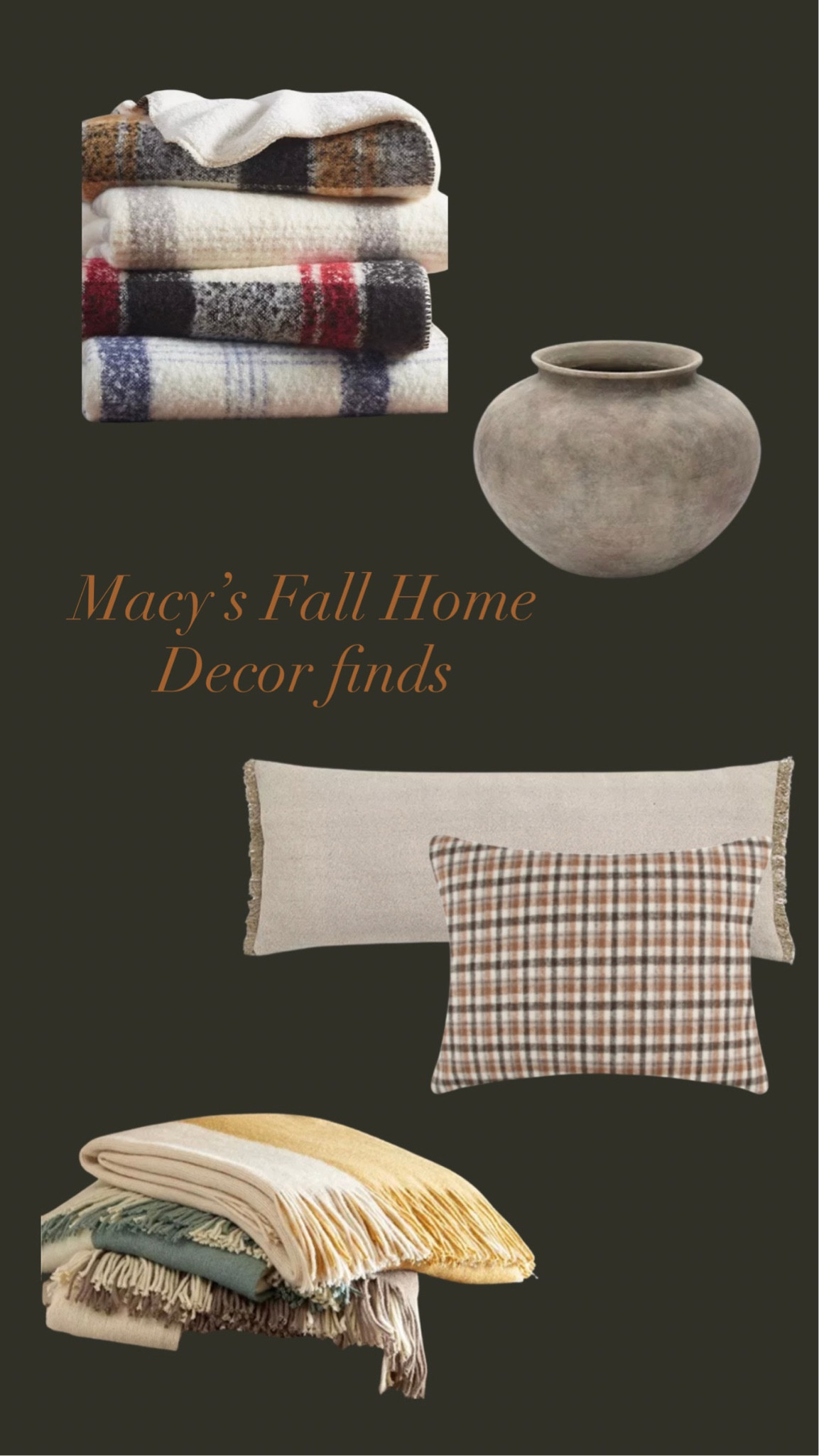 Blacked out at Macys and now my home is ready for fall. #macyspartner (pillows, blankets, vase)

#LTKHome