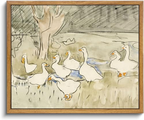 Framed Vintage Nursery Wall Decor, Farmhouse Duck Decor Art Prints for Bedroom, Rustic Animal Illustration Canvas Painting, Vintage Bathroom Wall Art Prints Cute Duck Decorations for Home (9"x11") | Amazon (US)