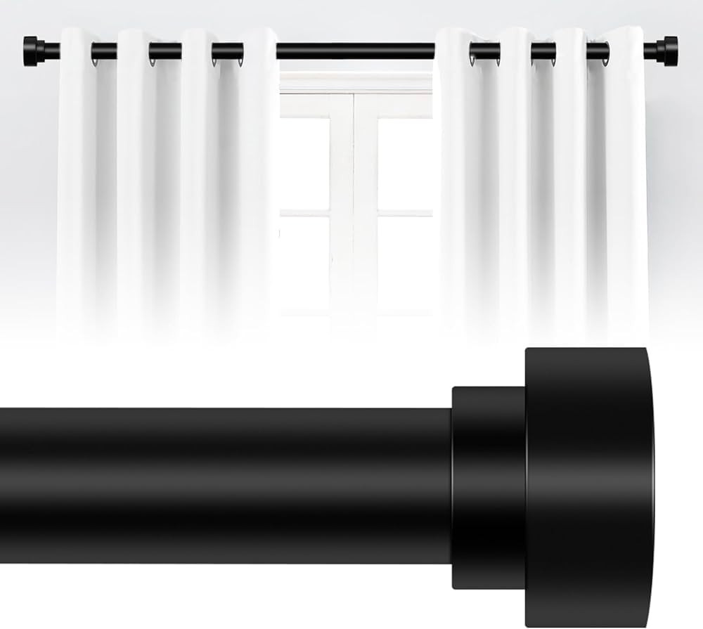 HEI! DEAR Black Curtain Rods for Windows 48 to 84 Inch(4-7ft),1 Inch Adjustable Curtain Rod,Heavy... | Amazon (US)