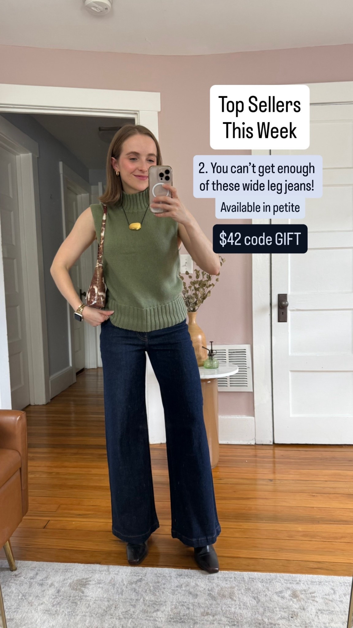 Best seller this week. Under $45 Gap jeans that come in petite code GIFT. 
I’m wearing size 25 petite (5ft 2 116 lbs)

#LTKFindsUnder50 #LTKSaleAlert #LTKPetite