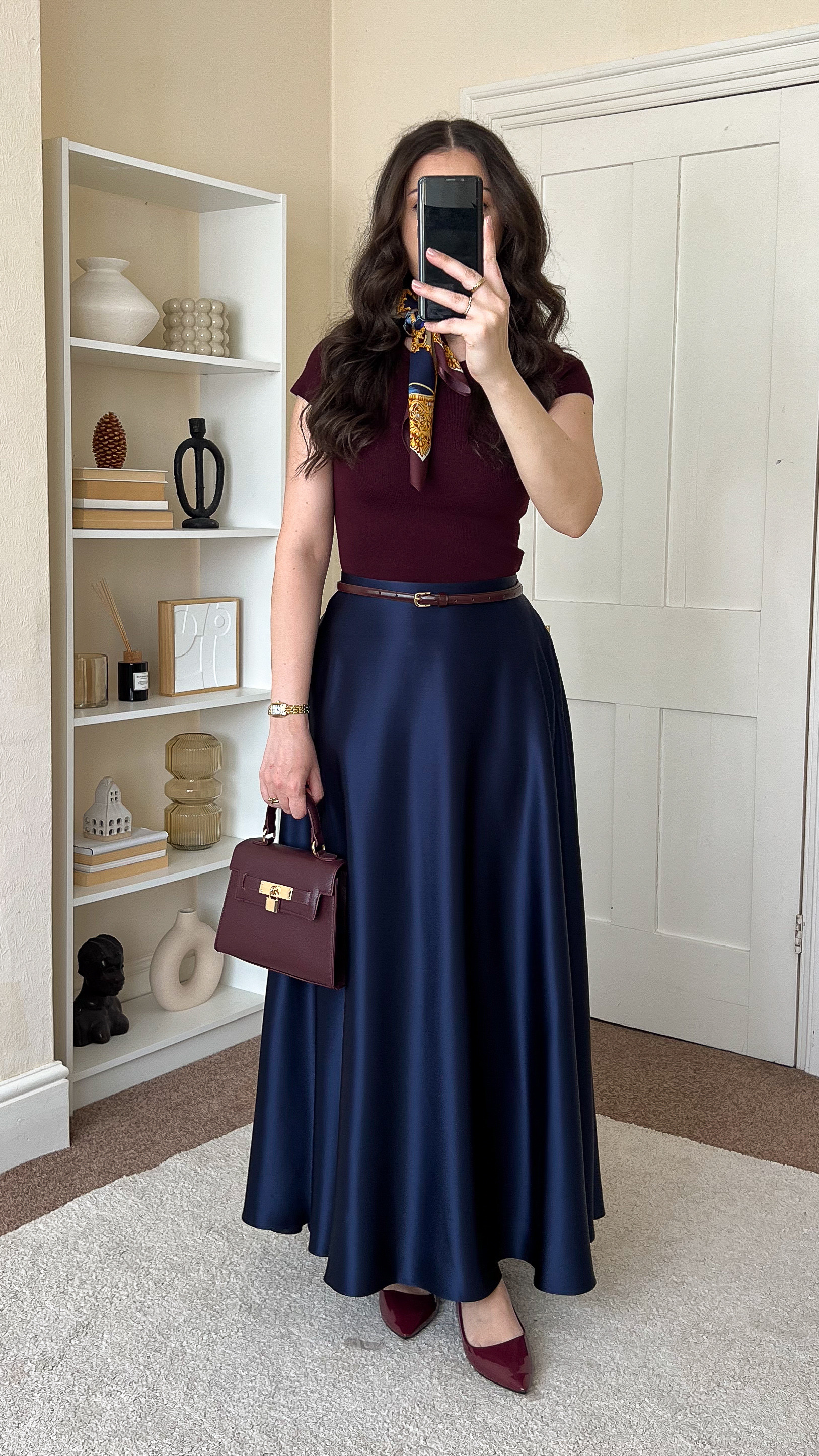 Casual chic spring/summer outfit. Top is H&M, size S. Skirt is LilySilk, size UK10. Use code Larisa20 to save 20% off on your LilySilk purchase. Flats are Shein. Bag is New Look. Scarf is Mango. 

 #LTKspring #LTKsummer #LTKstyletip