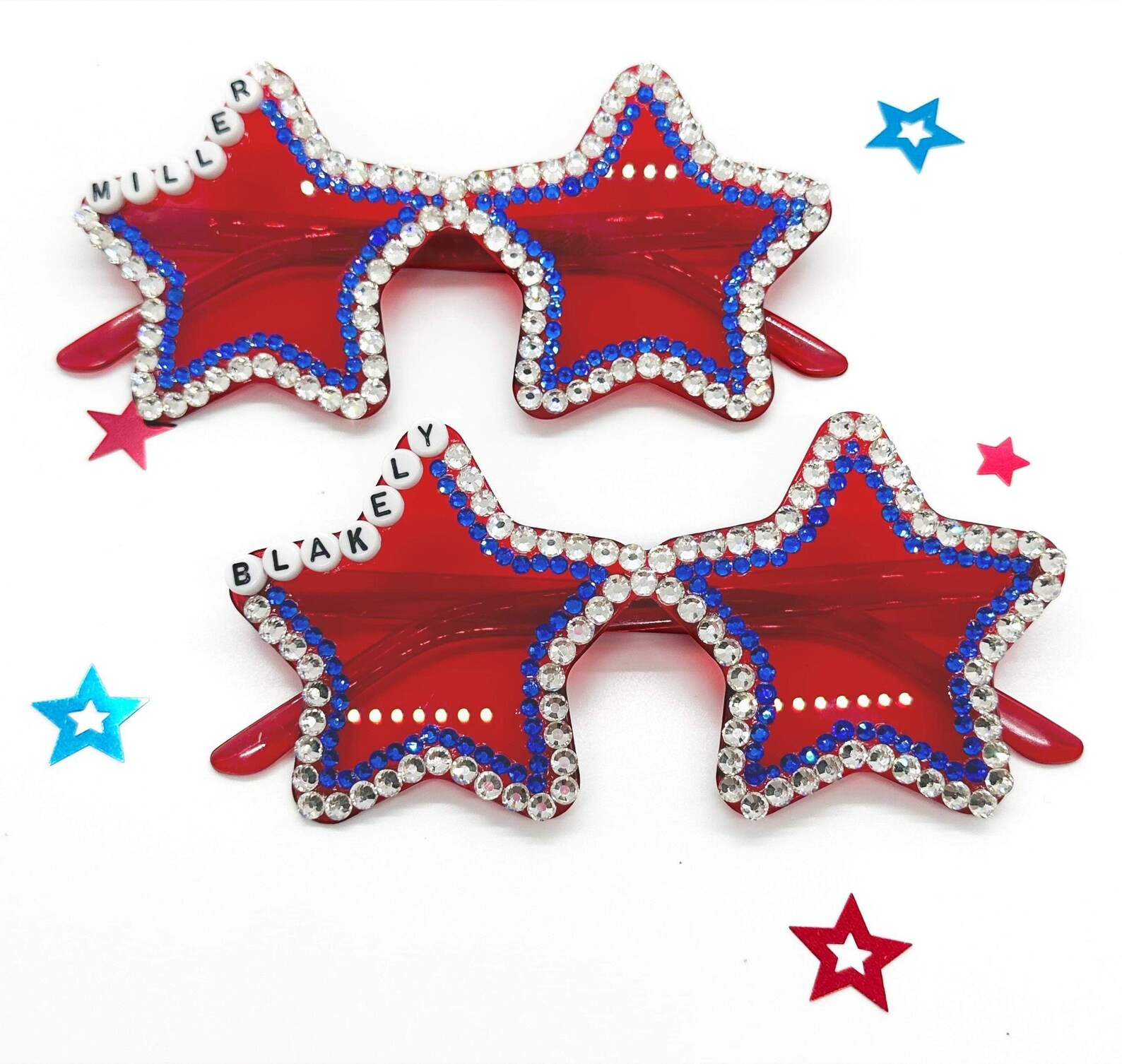 Girls USA 4th of July, Red White and Blue Custom Personalized Sunglasses Sunnies Bling Memorial D... | Etsy (US)