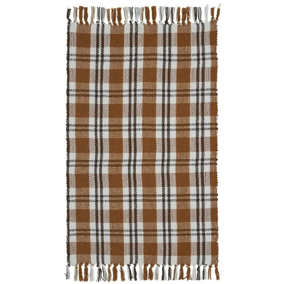 My Texas House Tan Check Indoor/Outdoor Layering Rug, 24" x 38" | Walmart (US)