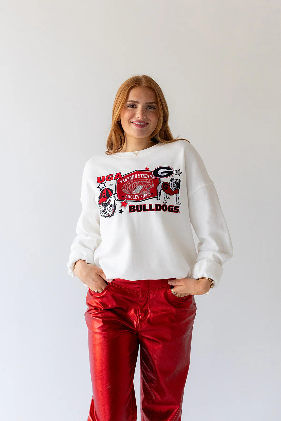 Georgia Layer Patch Lantern Sleeve Crew | Gameday Social