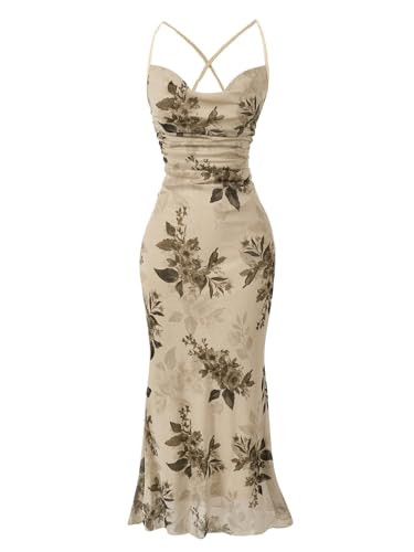 SOLY HUX Women's Floral Mesh Cami Dress Cocktail Wedding Guest Long Dresses | Amazon (US)