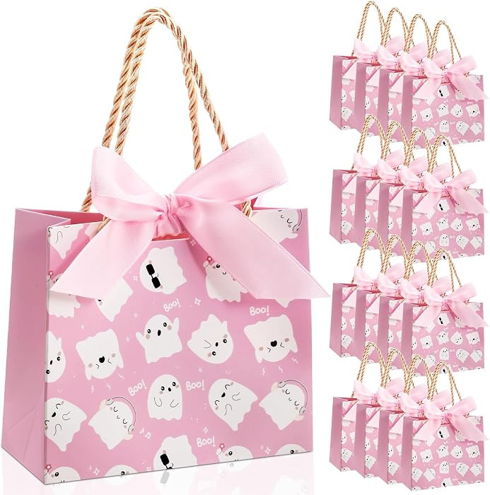 Kolldenn 40 Pcs Small Pink Bags 5.5 x 2.4 x 4.7 Inches Pink Ghost Party Favor Bags with Handles B... | Amazon (US)