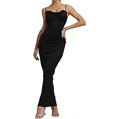 Sexyshine Women's Spaghetti Strap Cowl Neck Satin Corset Dress Bodycon Backless Formal Evening Pa... | Amazon (US)