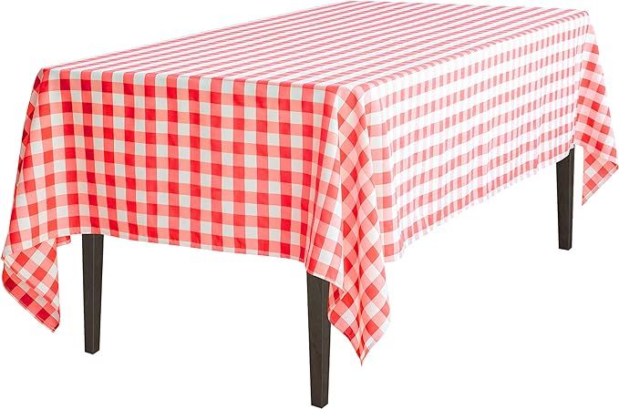 LinenTablecloth 60 x 126-Inch Rectangular Polyester Tablecloth Red & White Checker | Amazon (US)