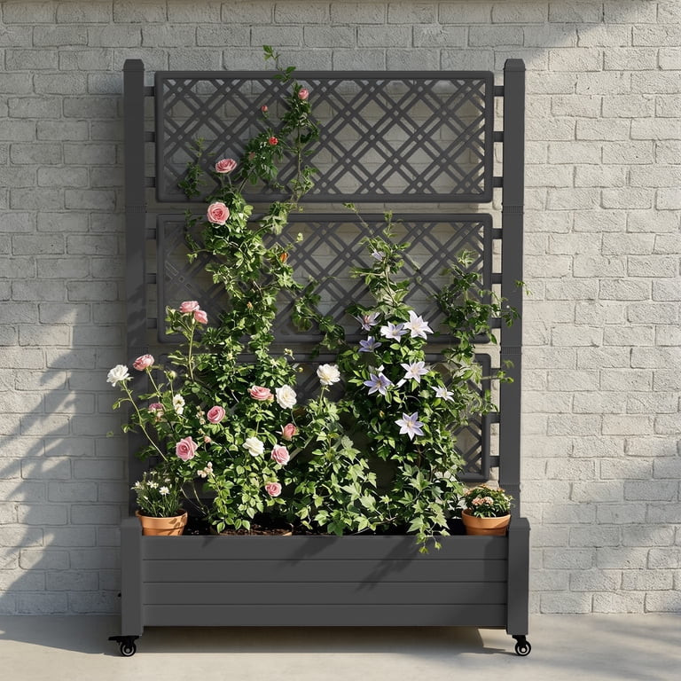 Fazzn Raised Garden Bed with Trellis, Large Outdoor Planter Trellis Box with Drainage Holes and W... | Walmart (US)