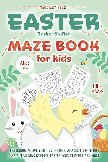 Easter Basket Stuffer Maze Book: Preschool Activity Gift Book for Kids Ages 4-8 With 100+ Mazes F... | Amazon (US)
