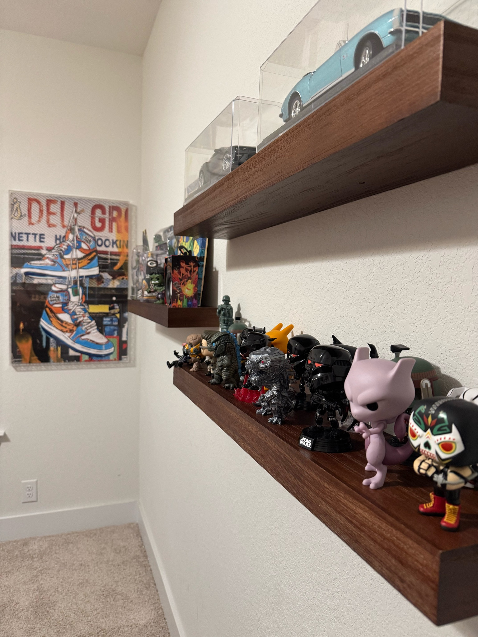 Floating wood shelves in walnut finish to update your home  

#LTKHome #LTKKids