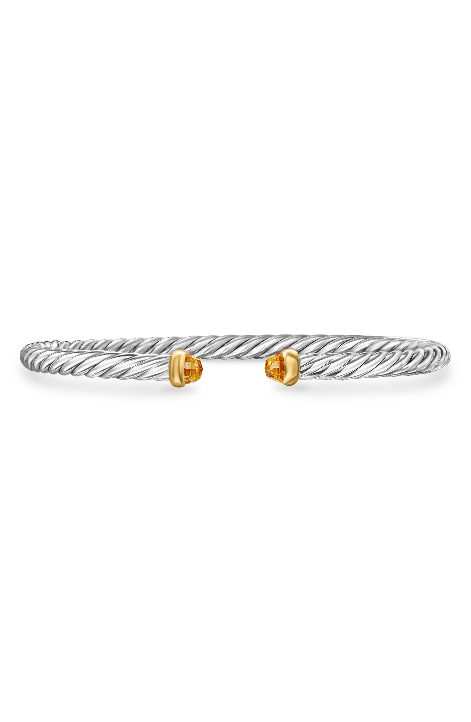 Cable Flex Bracelet in Sterling Silver with 14K Yellow Gold, 4mm | Nordstrom