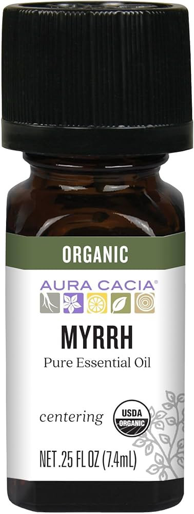 Aura Cacia Organic Myrrh Oil, 0.25 fl. oz. Pure and Natural Myrrh Essential Oil for Skin and Hair... | Amazon (US)