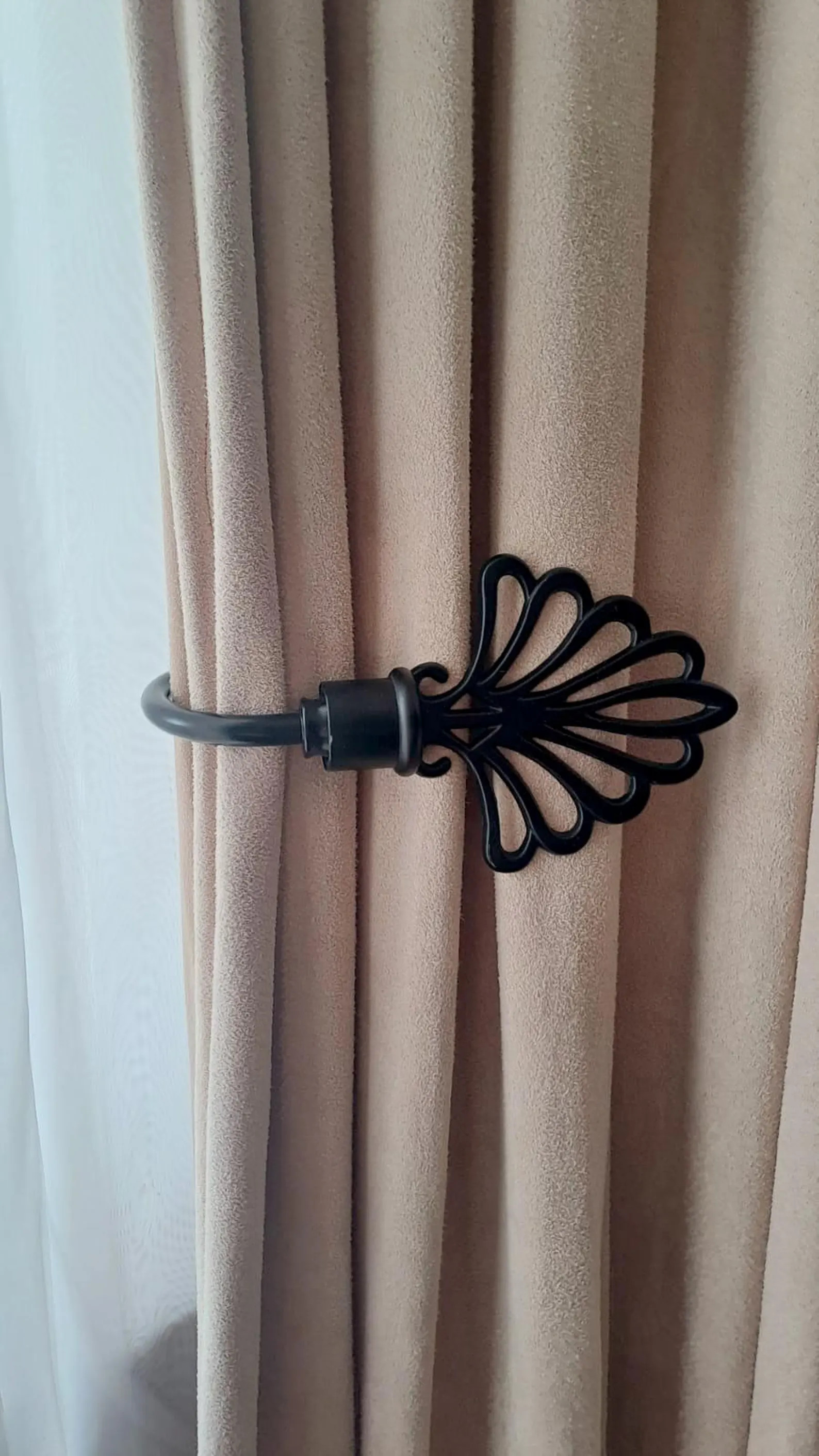Black 'Decorative' Metal Curtain Holdback – 150mm Tieback, Pullback, Drapery Holder, Curtain Ti... | Etsy (US)