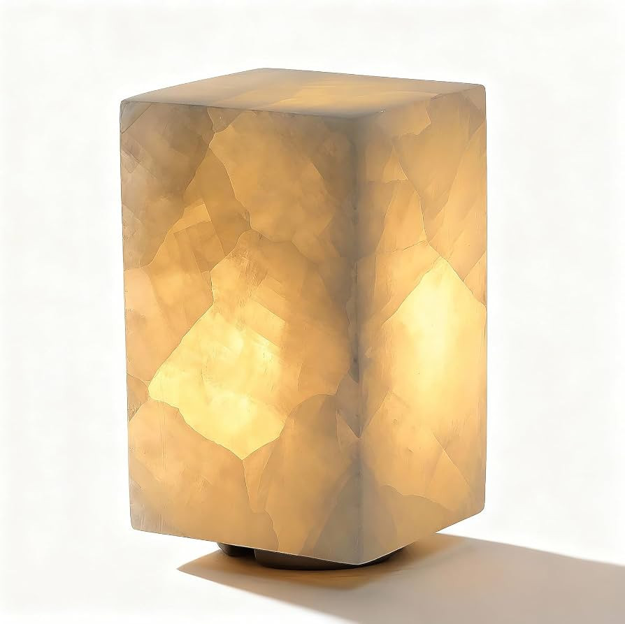 Natural Solid Stone Table Lamp with One-of-a-Kind Crystal Texture, Small Accent Lamp with 3 Color... | Amazon (US)