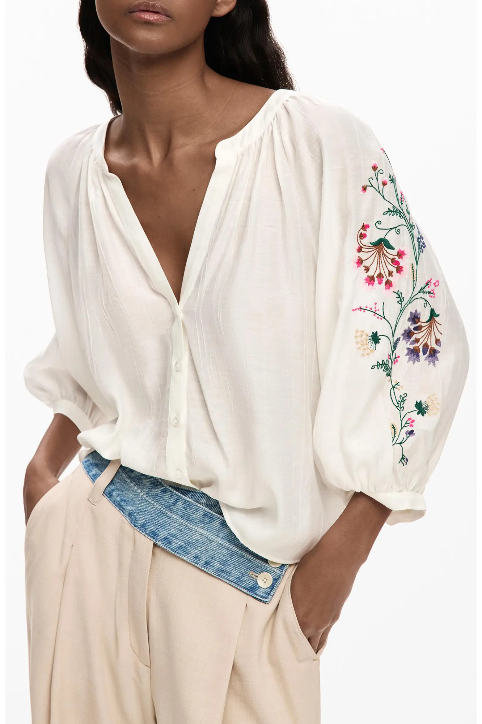Embroidered Sleeve Top (Women) | Nordstrom | Nordstrom