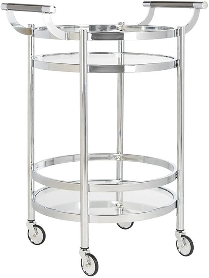 Safavieh Sienna Bar Cart, Chrome/Glass | Amazon (US)